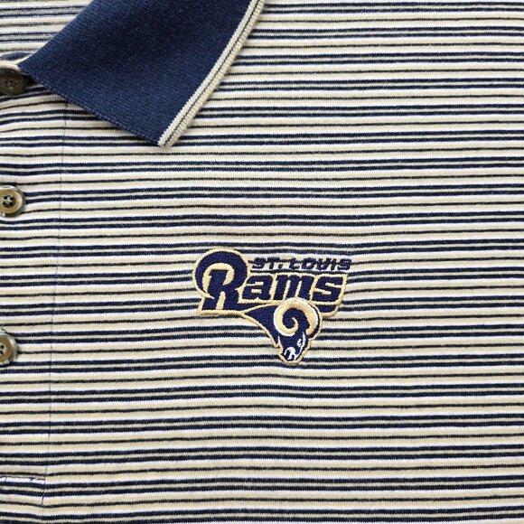 St Louis Rams Polo Shirt Mens 2XL Striped Short Sleeve Vintage NFL Football - Picture 3 of 7